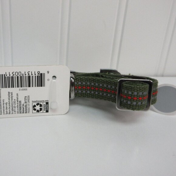 Vibrant Life Dog Collar XS Olive Green Reflective Premium Comfort Metal Buckle - Picture 7 of 12
